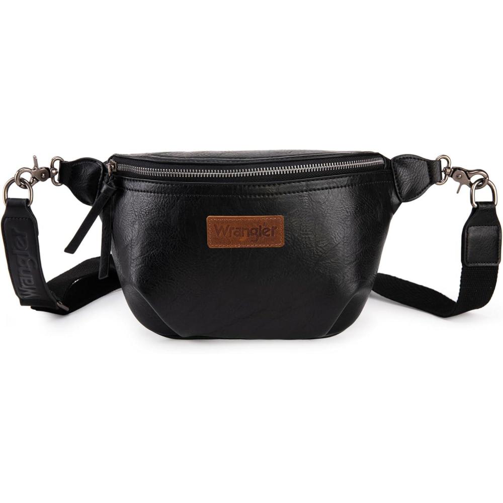 imageWrangler Crossbody Bags for Women Large Fanny Packs Bum Bag Travel Belt Bags Sling Purse BrownABlack