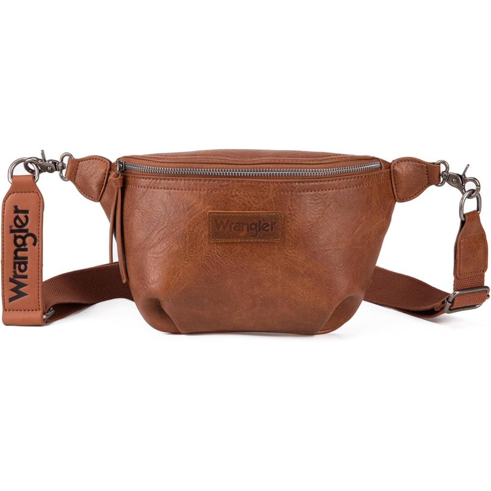 imageWrangler Crossbody Bags for Women Large Fanny Packs Bum Bag Travel Belt Bags Sling Purse BrownABrown