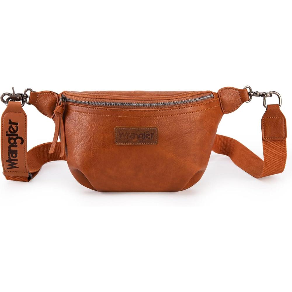 imageWrangler Crossbody Bags for Women Large Fanny Packs Bum Bag Travel Belt Bags Sling Purse BrownALight Brown