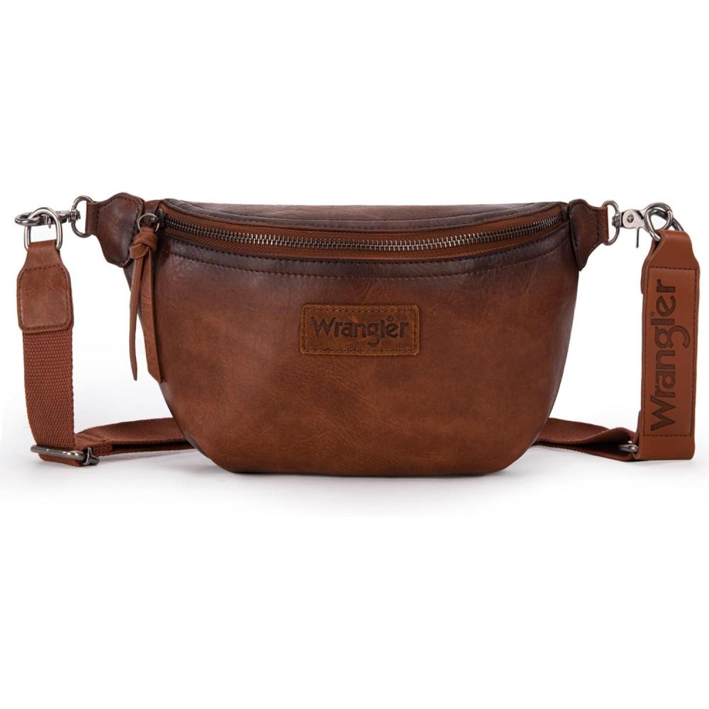imageWrangler Crossbody Bags for Women Large Fanny Packs Bum Bag Travel Belt Bags Sling Purse BrownBDistressed Brown