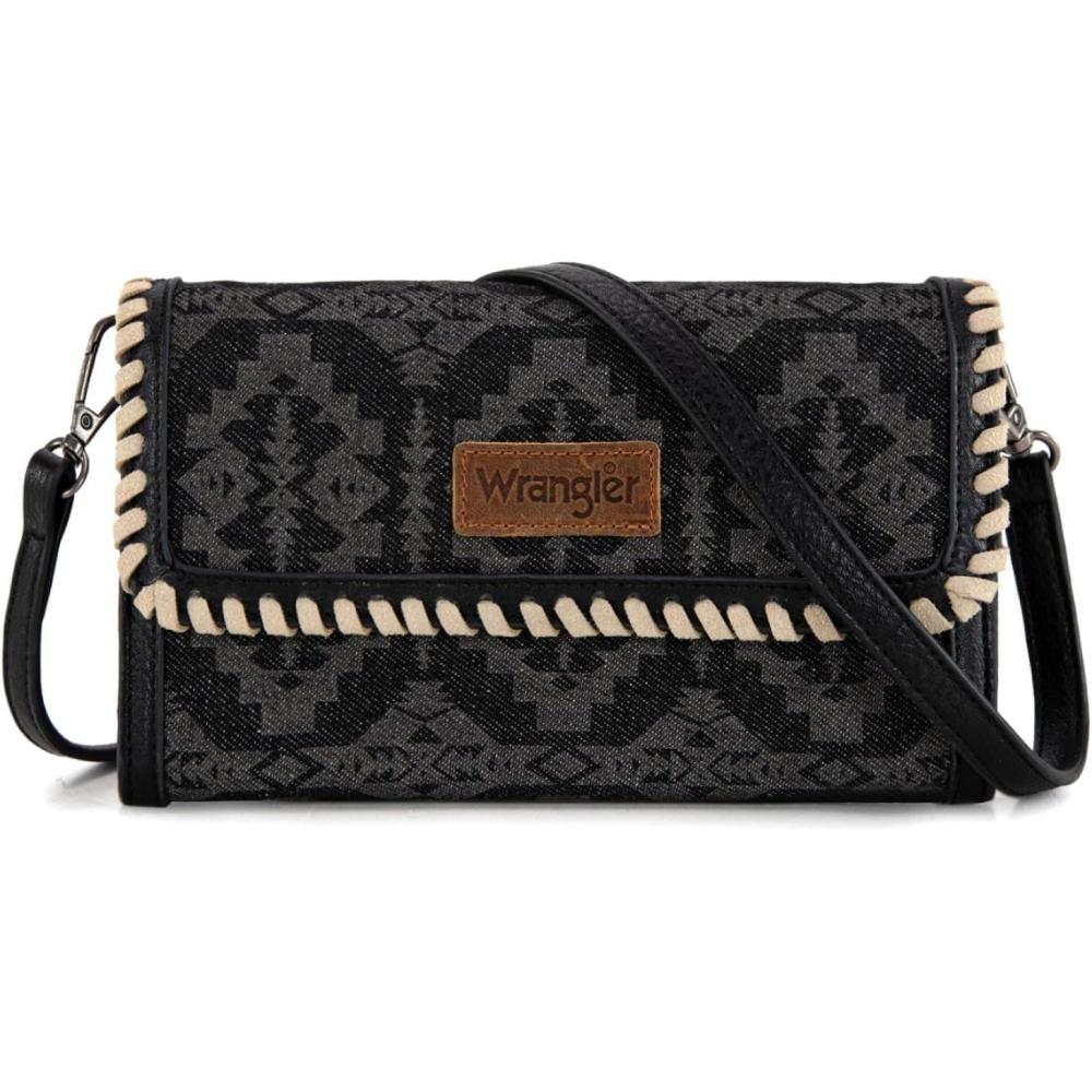 imageWrangler Crossbody Purse Womens Wallets Aztec Small Shoulder Bag Cross body Clutch PursesAblack