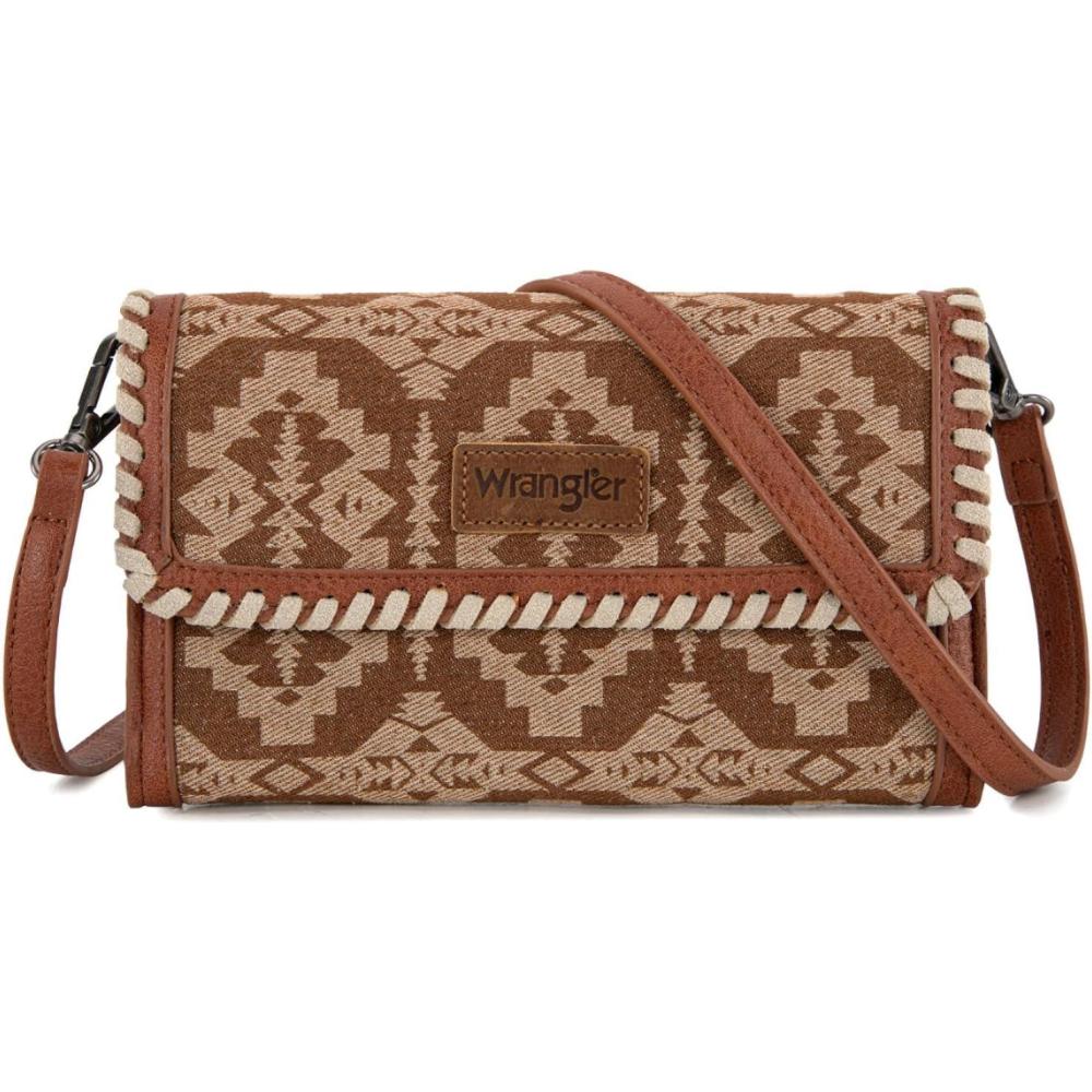 imageWrangler Crossbody Purse Womens Wallets Aztec Small Shoulder Bag Cross body Clutch PursesAbrown