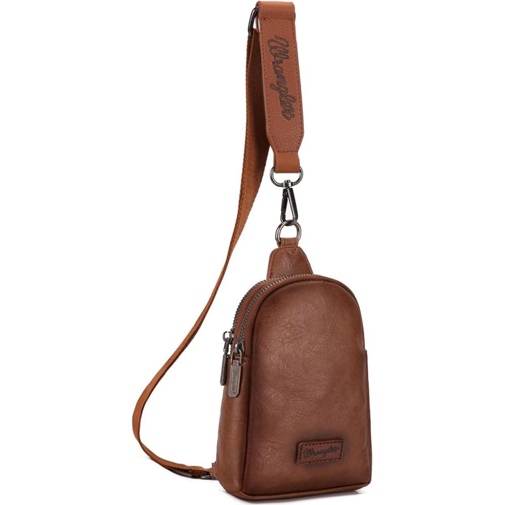 imageWrangler Crossbody Sling Bag for Women Fanny Packs Chest Bags for TravelClassiccaramel Brown Distressed