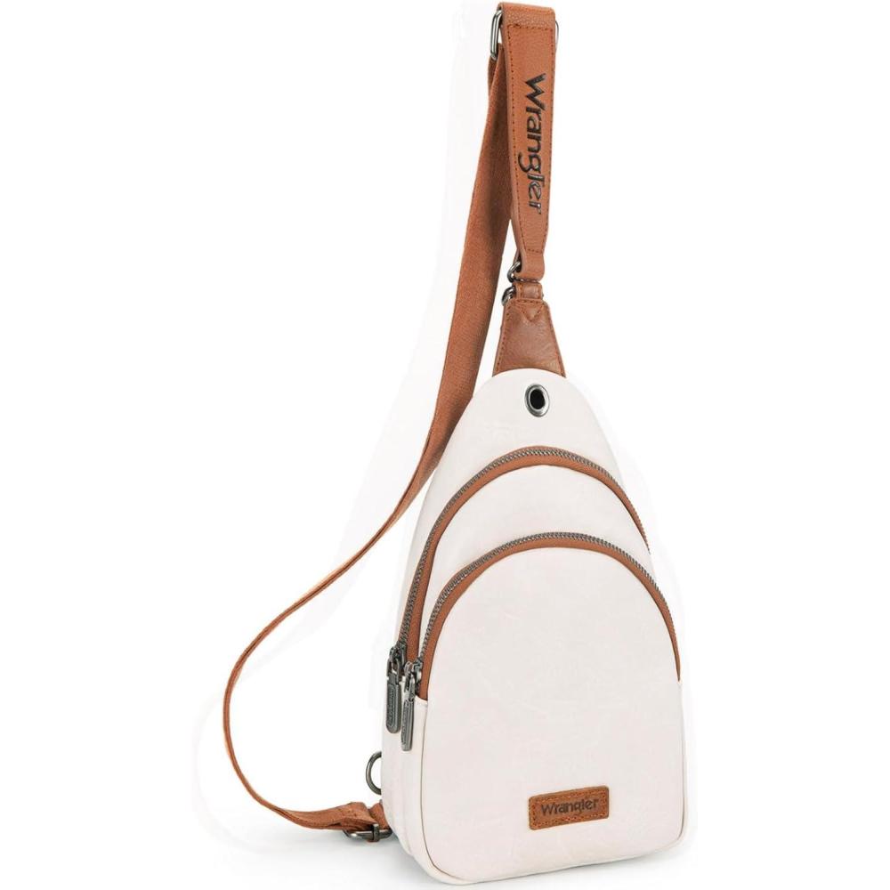 imageWrangler Crossbody Sling Bag for Women Fanny Packs Chest Bags for TravelExplorerbeige Brown
