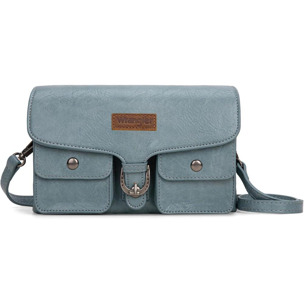 imageWrangler Crossbody Wallet Purses Multifunction Card Holder Small Purse with Double ZipperFlap Jeans