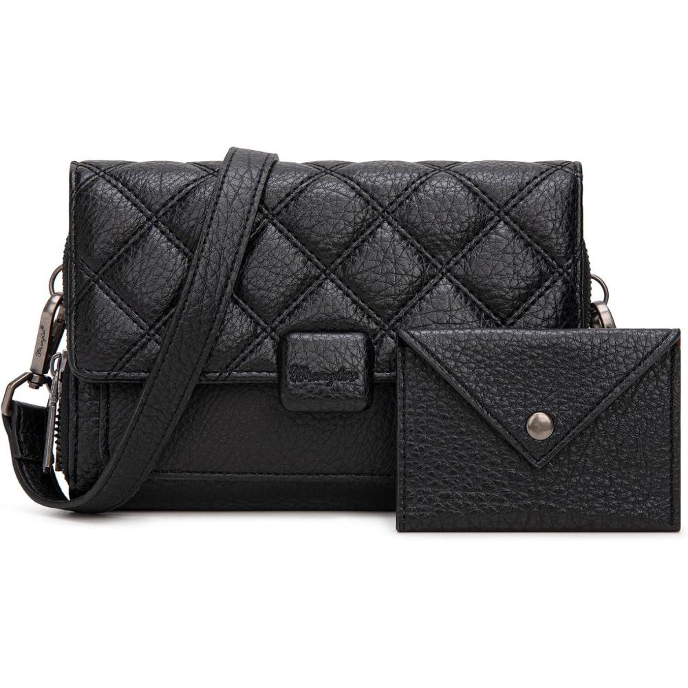 imageWrangler Crossbody Wallet Purses for Women Rfid Blocking Wallet Purses with Crossbody StrapAblack