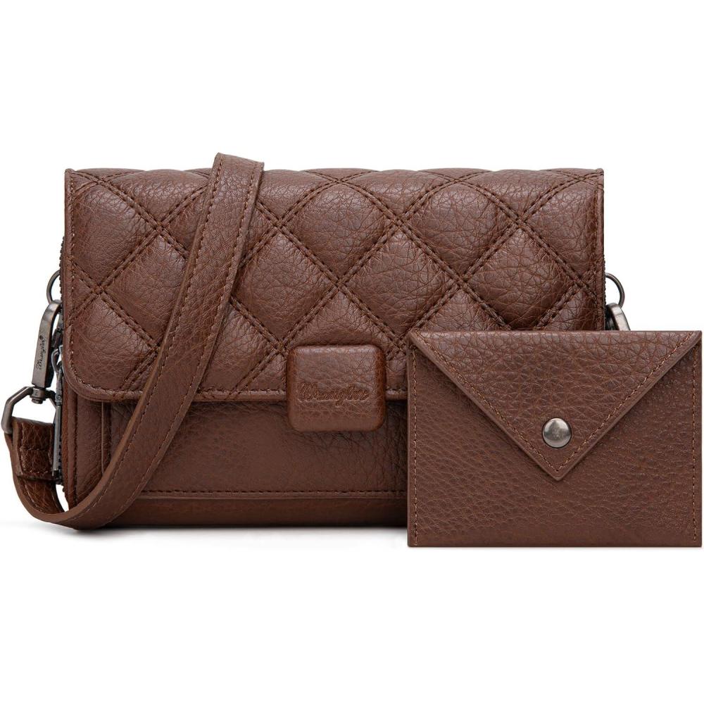 imageWrangler Crossbody Wallet Purses for Women Rfid Blocking Wallet Purses with Crossbody StrapAcoffee