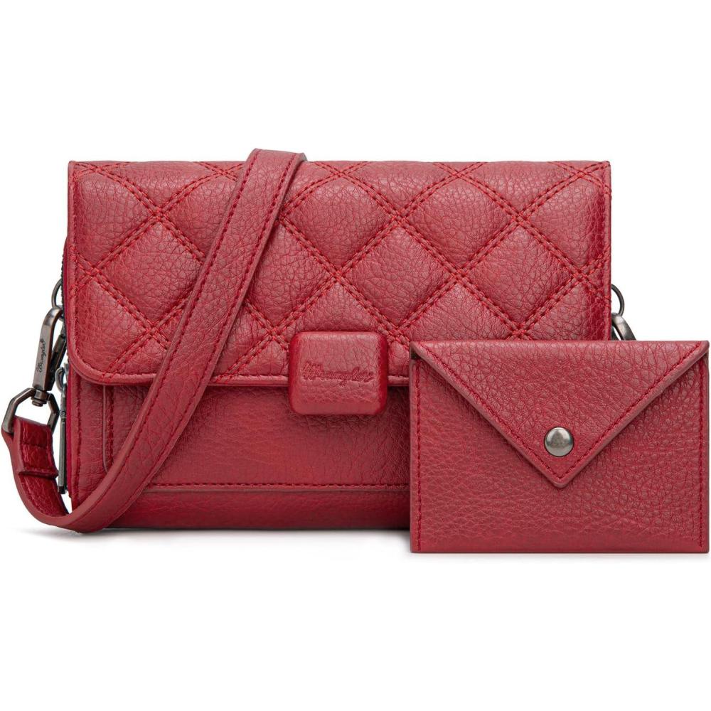 imageWrangler Crossbody Wallet Purses for Women Rfid Blocking Wallet Purses with Crossbody StrapAred