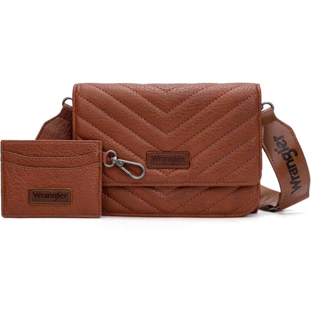 imageWrangler Crossbody Wallet Purses for Women Rfid Blocking Wallet Purses with Crossbody StrapBrown