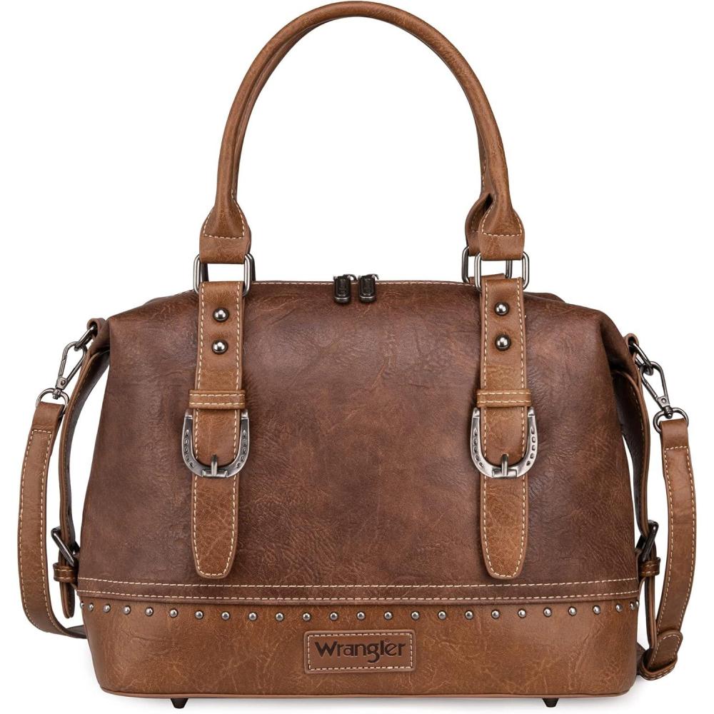 imageWrangler Doctor Bag Top Handle Purse Hobo Shoulder Barrel Satchel Handbags for WomenAwake Saddle Brown