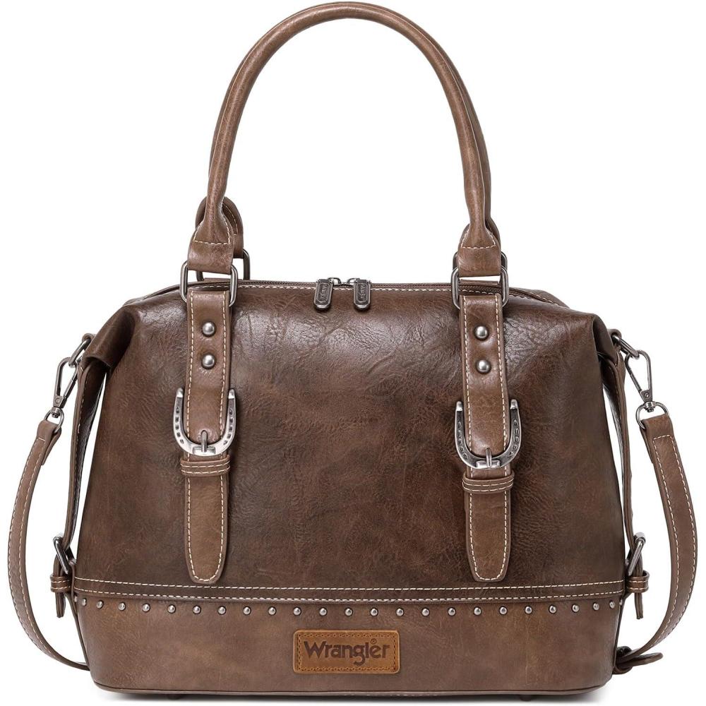 imageWrangler Doctor Bag Top Handle Purse Hobo Shoulder Barrel Satchel Handbags for WomenBlack Coffee