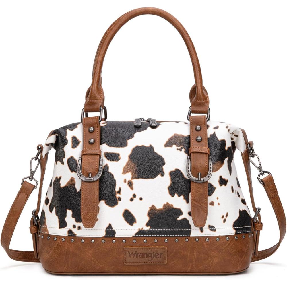 imageWrangler Doctor Bag Top Handle Purse Hobo Shoulder Barrel Satchel Handbags for WomenCow Brown