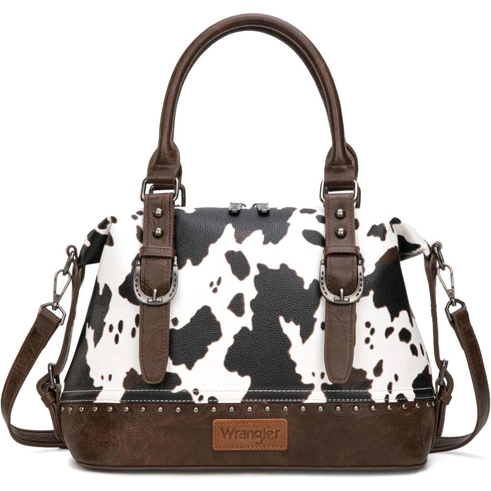 imageWrangler Doctor Bag Top Handle Purse Hobo Shoulder Barrel Satchel Handbags for WomenCow Coffee