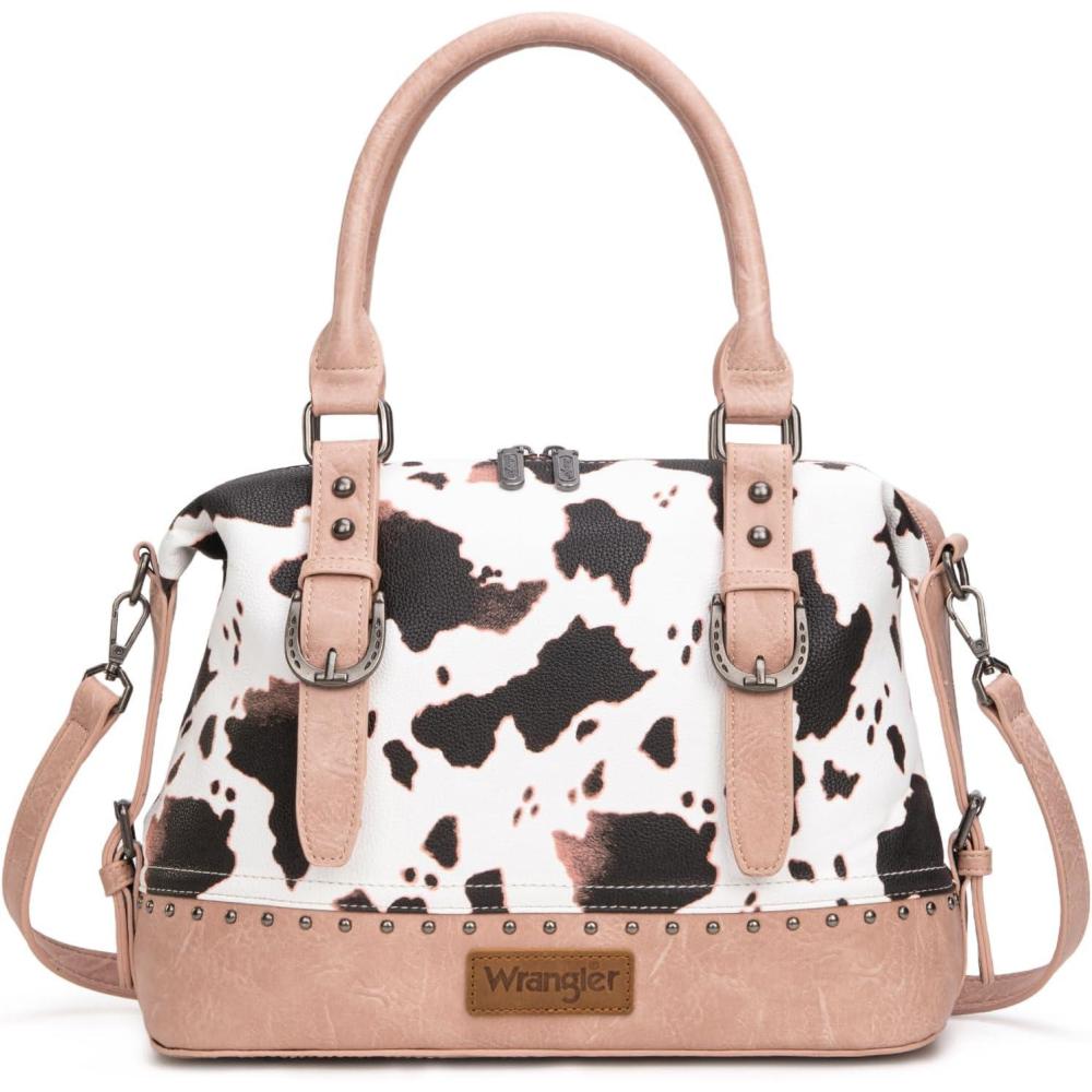 imageWrangler Doctor Bag Top Handle Purse Hobo Shoulder Barrel Satchel Handbags for WomenCow Pink