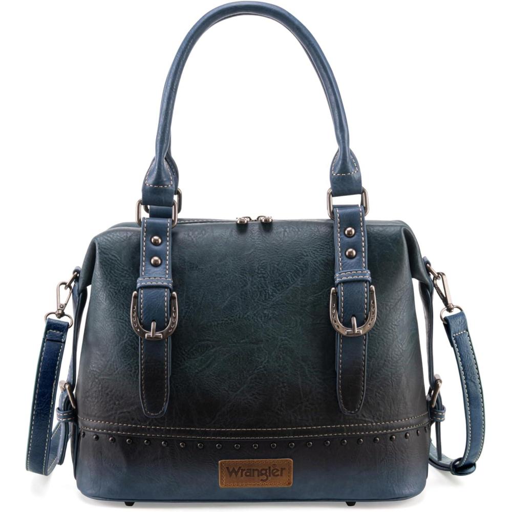imageWrangler Doctor Bag Top Handle Purse Hobo Shoulder Barrel Satchel Handbags for WomenJet Oxford Jean