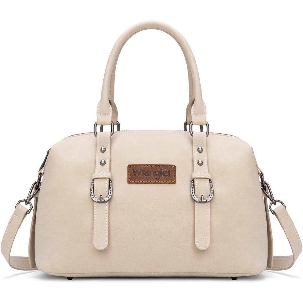imageWrangler Doctor Bag Top Handle Purse Hobo Shoulder Barrel Satchel Handbags for WomenSuede Beige