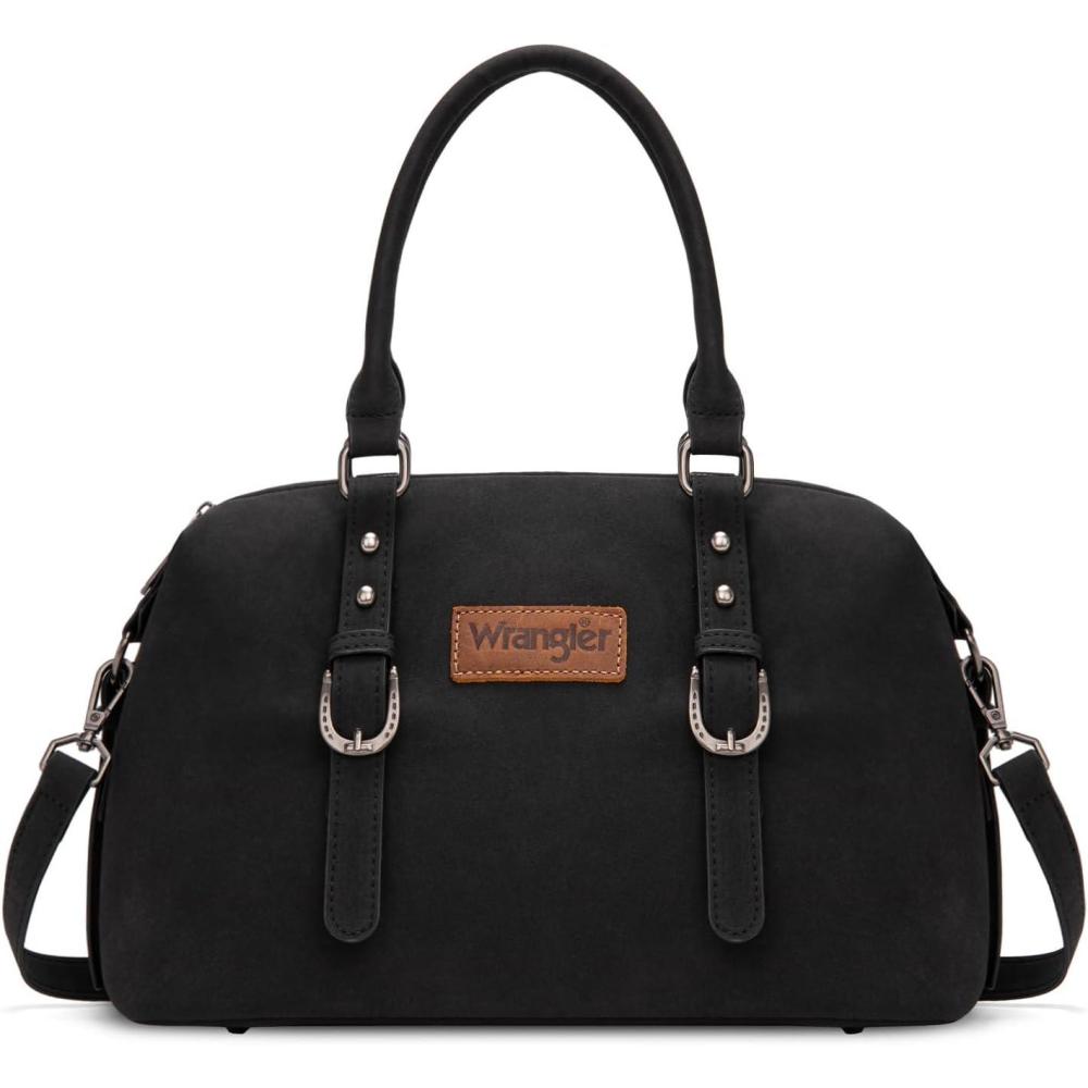 imageWrangler Doctor Bag Top Handle Purse Hobo Shoulder Barrel Satchel Handbags for WomenSuede Black