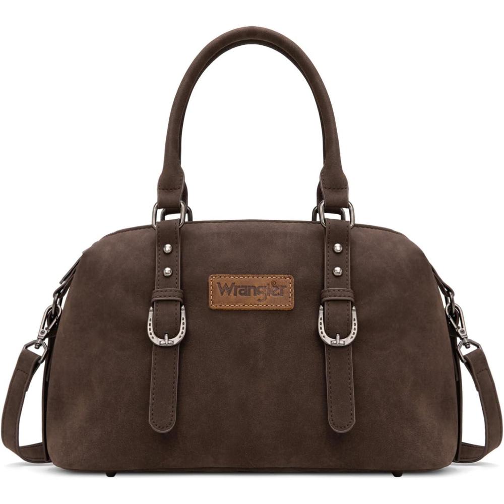 imageWrangler Doctor Bag Top Handle Purse Hobo Shoulder Barrel Satchel Handbags for WomenSuede Coffee