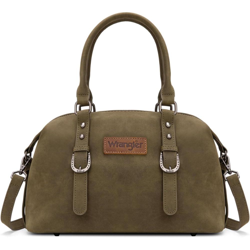 imageWrangler Doctor Bag Top Handle Purse Hobo Shoulder Barrel Satchel Handbags for WomenSuede Green