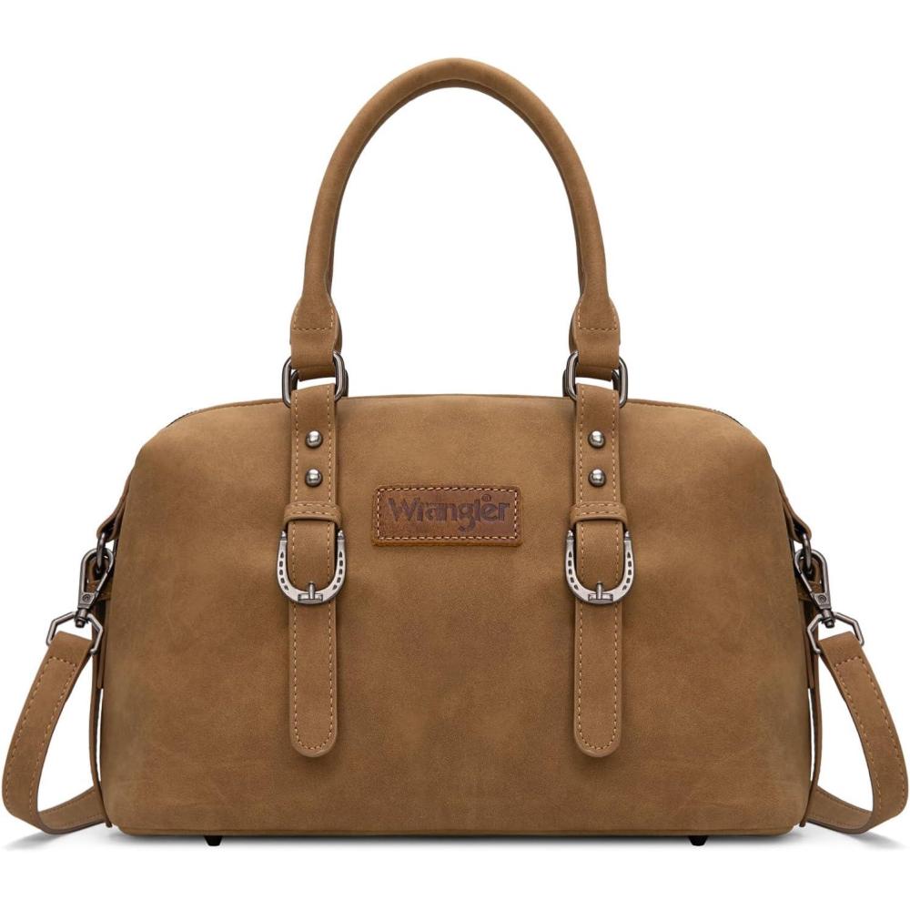 imageWrangler Doctor Bag Top Handle Purse Hobo Shoulder Barrel Satchel Handbags for WomenSuede Khaki
