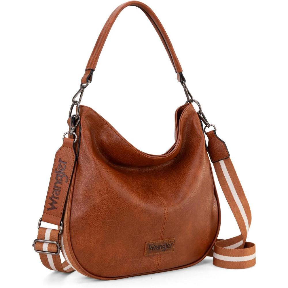 imageWrangler Hobo Bags Large Crossbody Bag for Women Shoulder Purse Handbags with Adjustable StrapAmber Brown