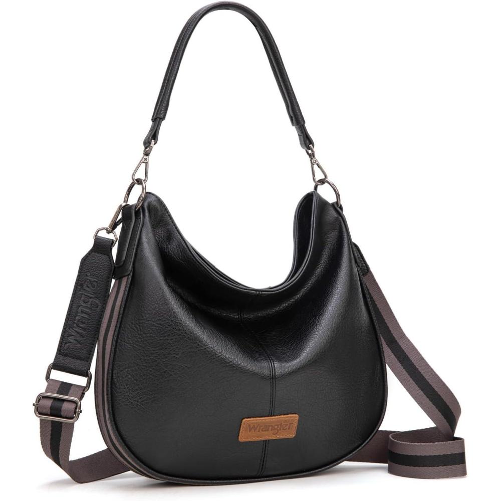 imageWrangler Hobo Bags Large Crossbody Bag for Women Shoulder Purse Handbags with Adjustable StrapBlack