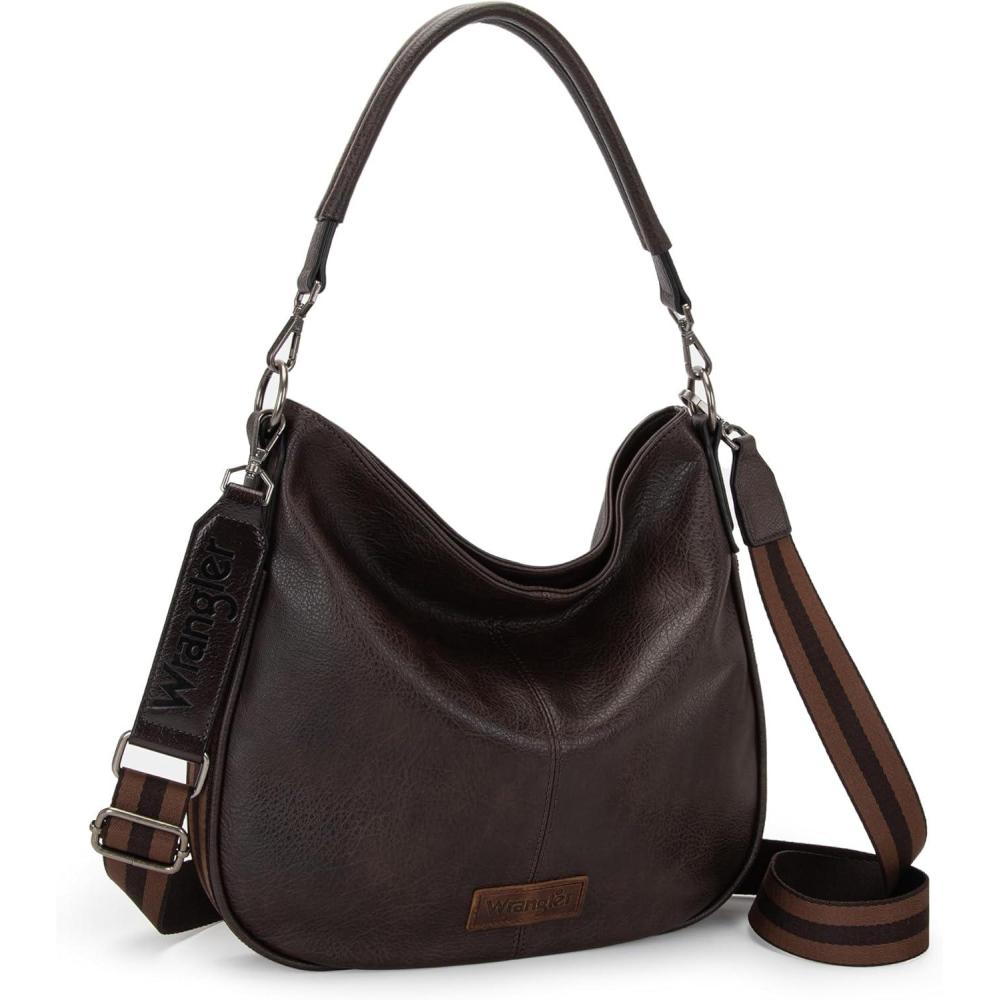 imageWrangler Hobo Bags Large Crossbody Bag for Women Shoulder Purse Handbags with Adjustable StrapDark Coffee