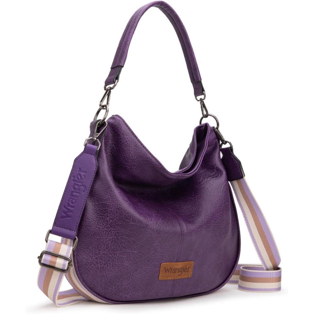 imageWrangler Hobo Bags Large Crossbody Bag for Women Shoulder Purse Handbags with Adjustable StrapEggplant