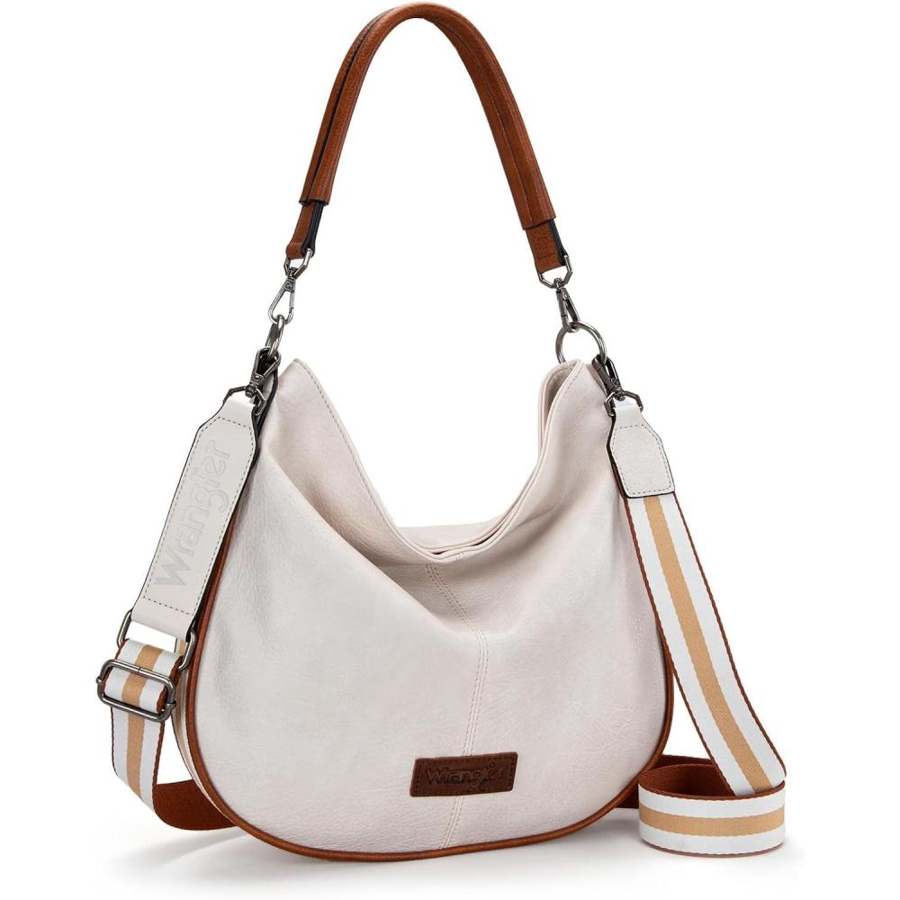 imageWrangler Hobo Bags Large Crossbody Bag for Women Shoulder Purse Handbags with Adjustable StrapOffwhite
