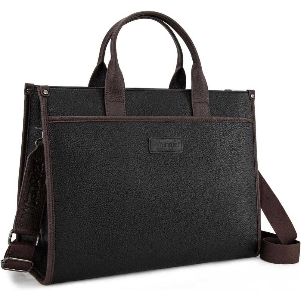 imageWrangler Laptop Bag for Women 156 Inch Vintage Work Tote Bag for Business Briefcase Handbag with Adjustable Shoulder StrapBlack