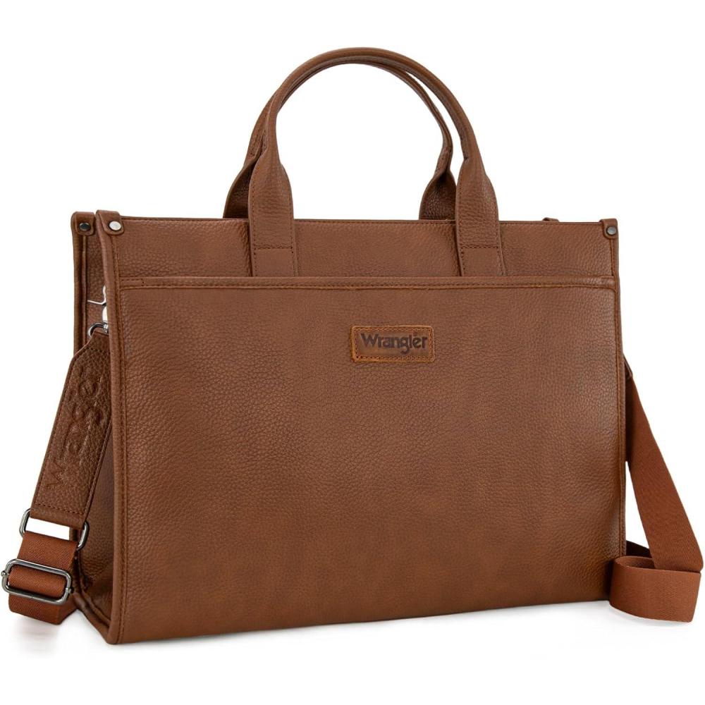 imageWrangler Laptop Bag for Women 156 Inch Vintage Work Tote Bag for Business Briefcase Handbag with Adjustable Shoulder StrapBrown