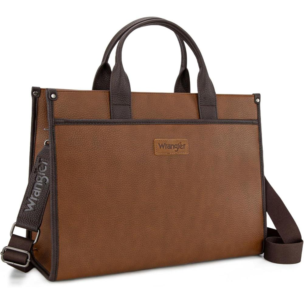 imageWrangler Laptop Bag for Women 156 Inch Vintage Work Tote Bag for Business Briefcase Handbag with Adjustable Shoulder StrapBrowncoffee
