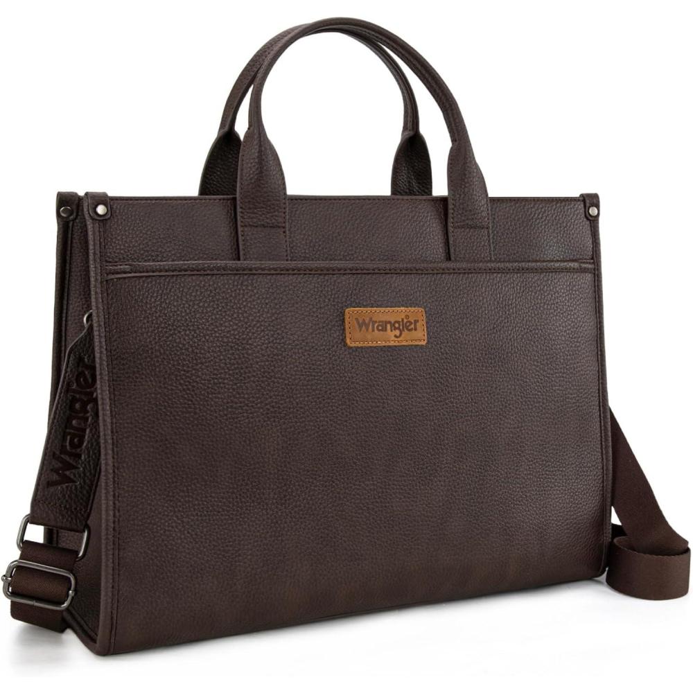 imageWrangler Laptop Bag for Women 156 Inch Vintage Work Tote Bag for Business Briefcase Handbag with Adjustable Shoulder StrapCoffee