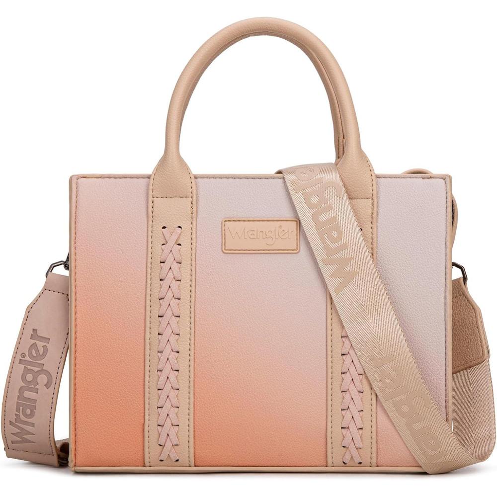 imageWrangler Medium Tote Bag for Women Designer Satchel Handbags Tophandle Purses with StrapGradient Light Brown