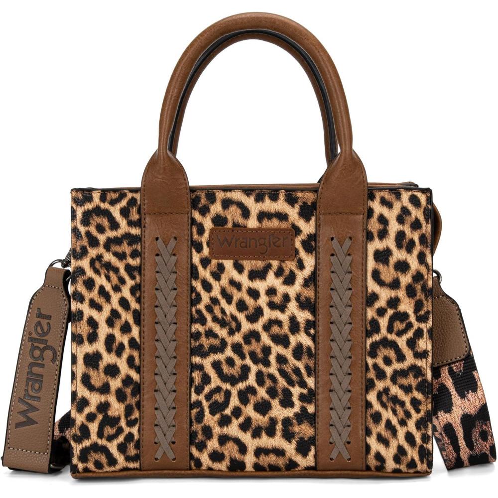 imageWrangler Medium Tote Bag for Women Designer Satchel Handbags Tophandle Purses with StrapLeopard Print