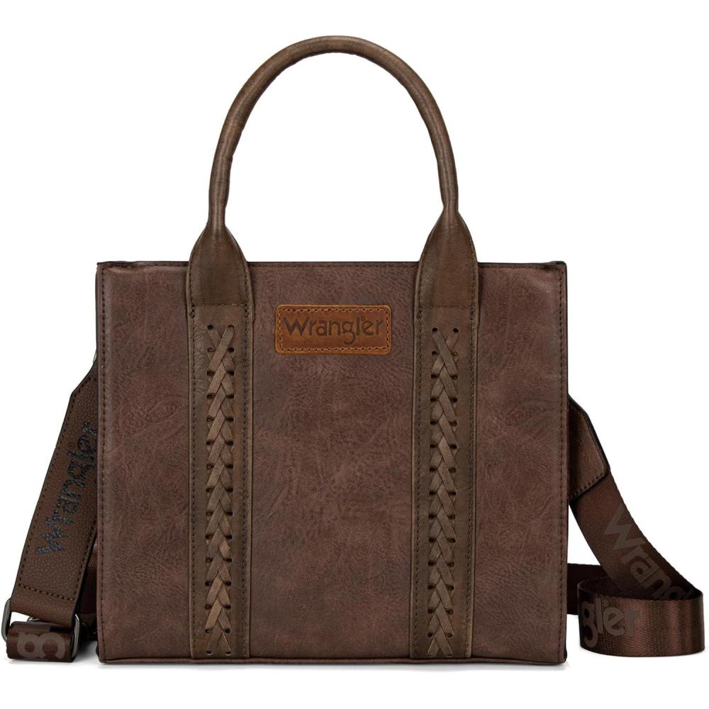 imageWrangler Medium Tote Bag for Women Designer Satchel Handbags Tophandle Purses with StrapVintagebrown