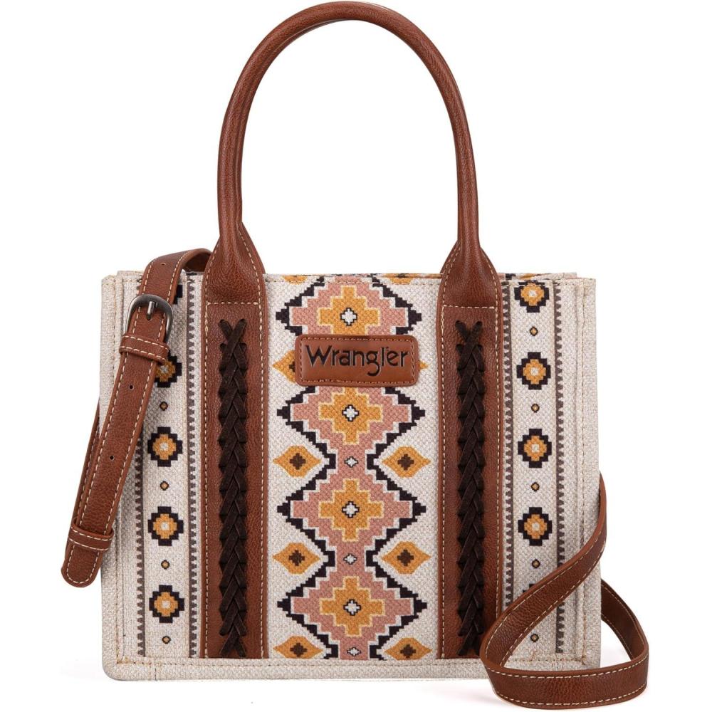 imageWrangler Purse Aztec Tote Bag for Women Western Tophandle Hobo HandbagsA Angel White  M