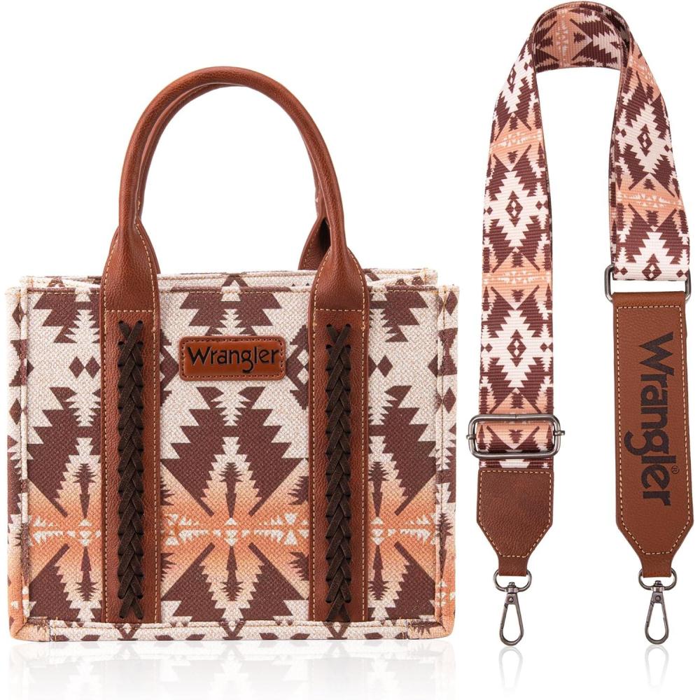 imageWrangler Purse Aztec Tote Bag for Women Western Tophandle Hobo HandbagsAngel Diamond Camelguitar Strap M
