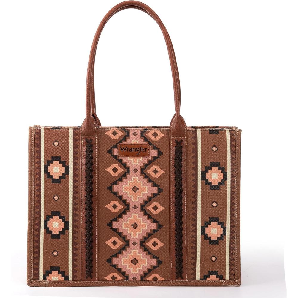 imageWrangler Purse Aztec Tote Bag for Women Western Tophandle Hobo HandbagsDark Brownl
