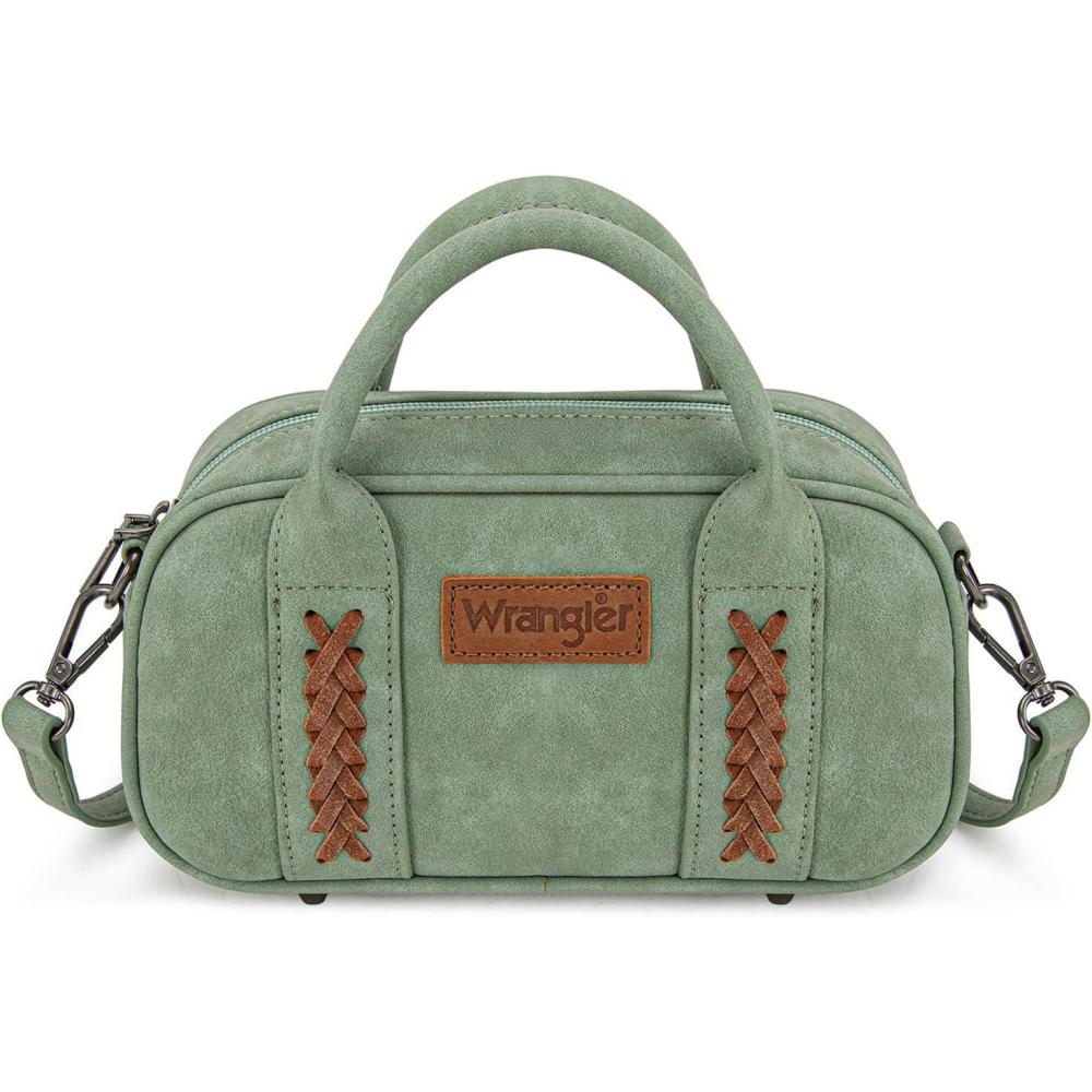 imageWrangler Small Crossbody Purses for Women Boston Barrel Bag Mini Top Handle Bags with Crossbody StrapGreen