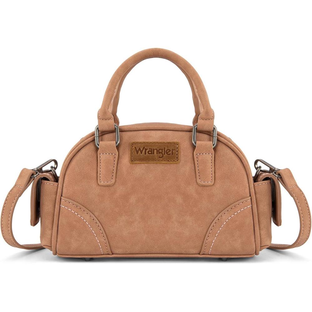 imageWrangler Small Crossbody Purses for Women Boston Barrel Bag Mini Top Handle Bags with Crossbody StrapPocket Pink