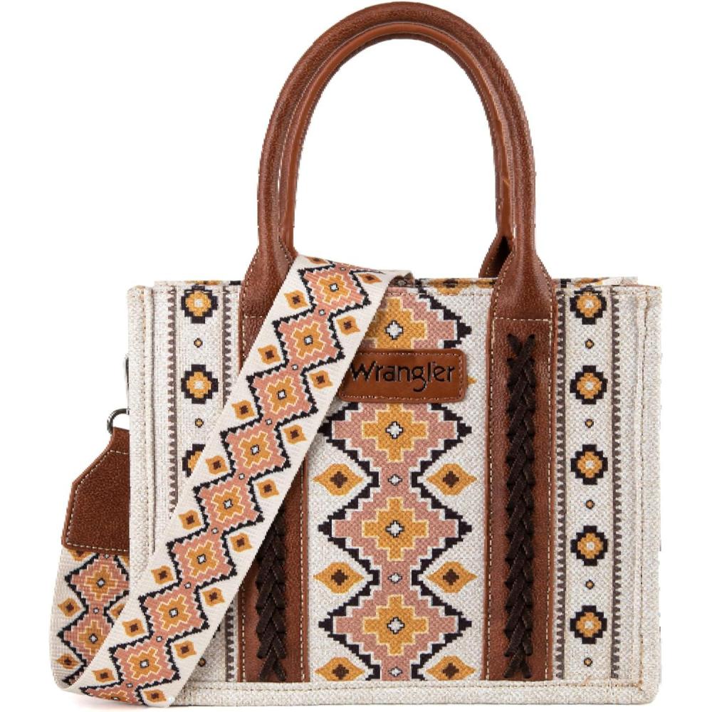 imageWrangler Tote Bag for Women Western Purse and Aztec Satchel HandbagAngel White M