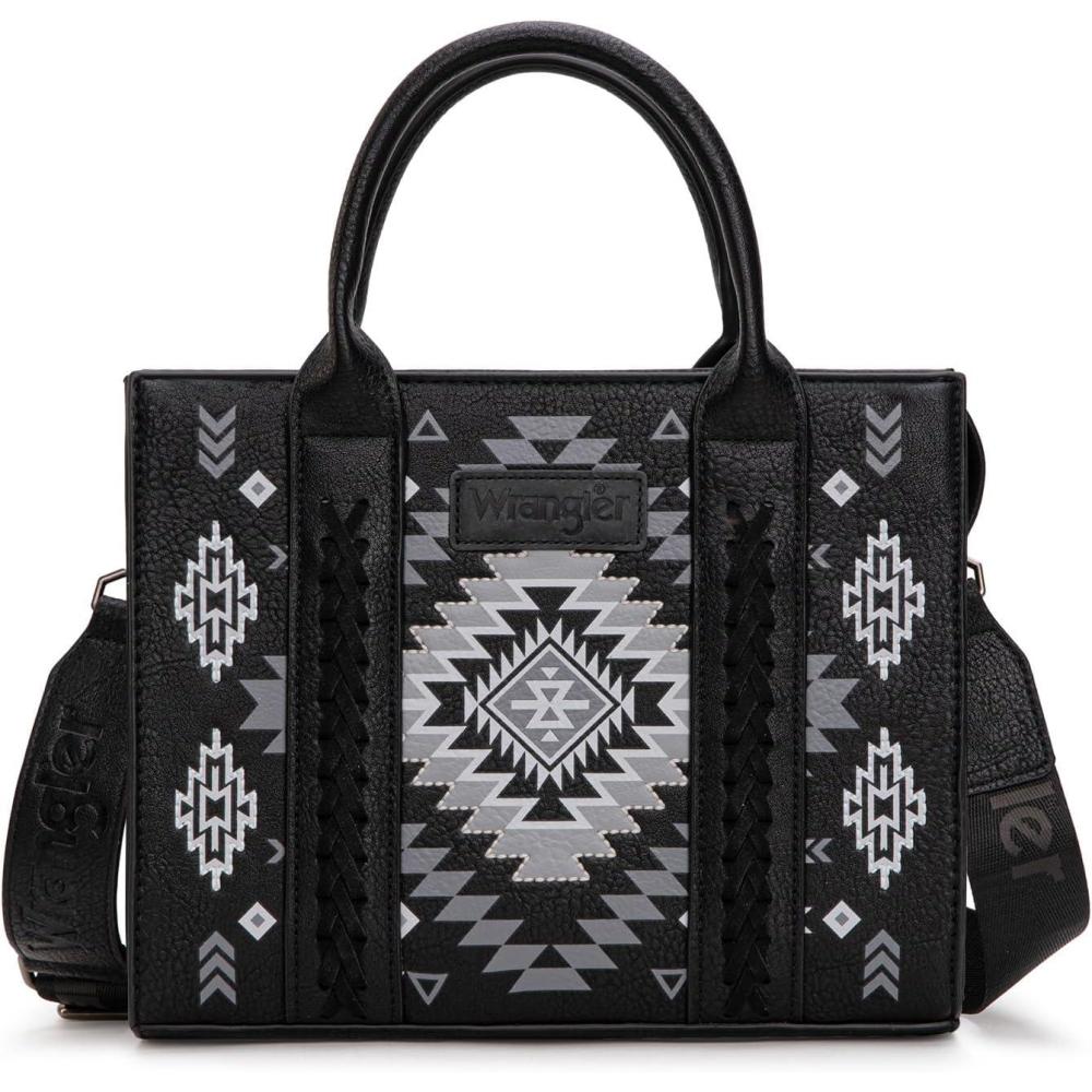imageWrangler Tote Bag for Women Western Purse and Aztec Satchel HandbagAztec Black