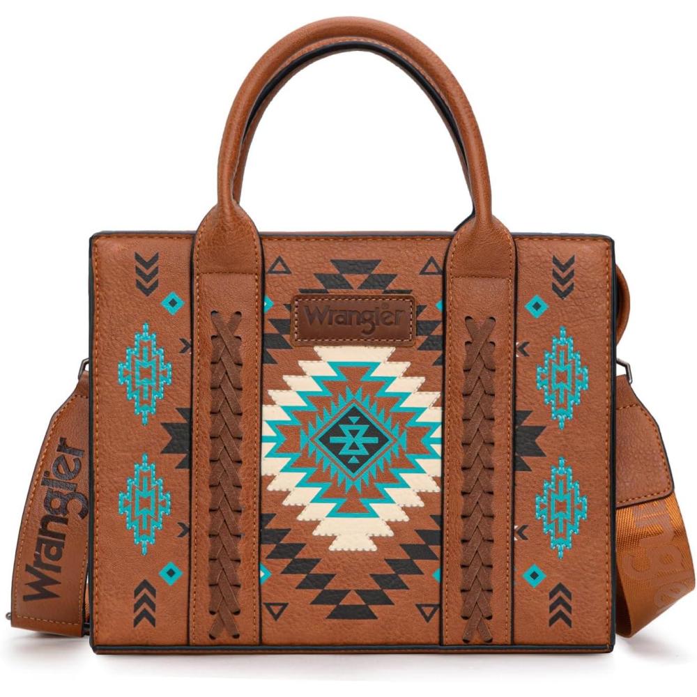 imageWrangler Tote Bag for Women Western Purse and Aztec Satchel HandbagAztec Brown