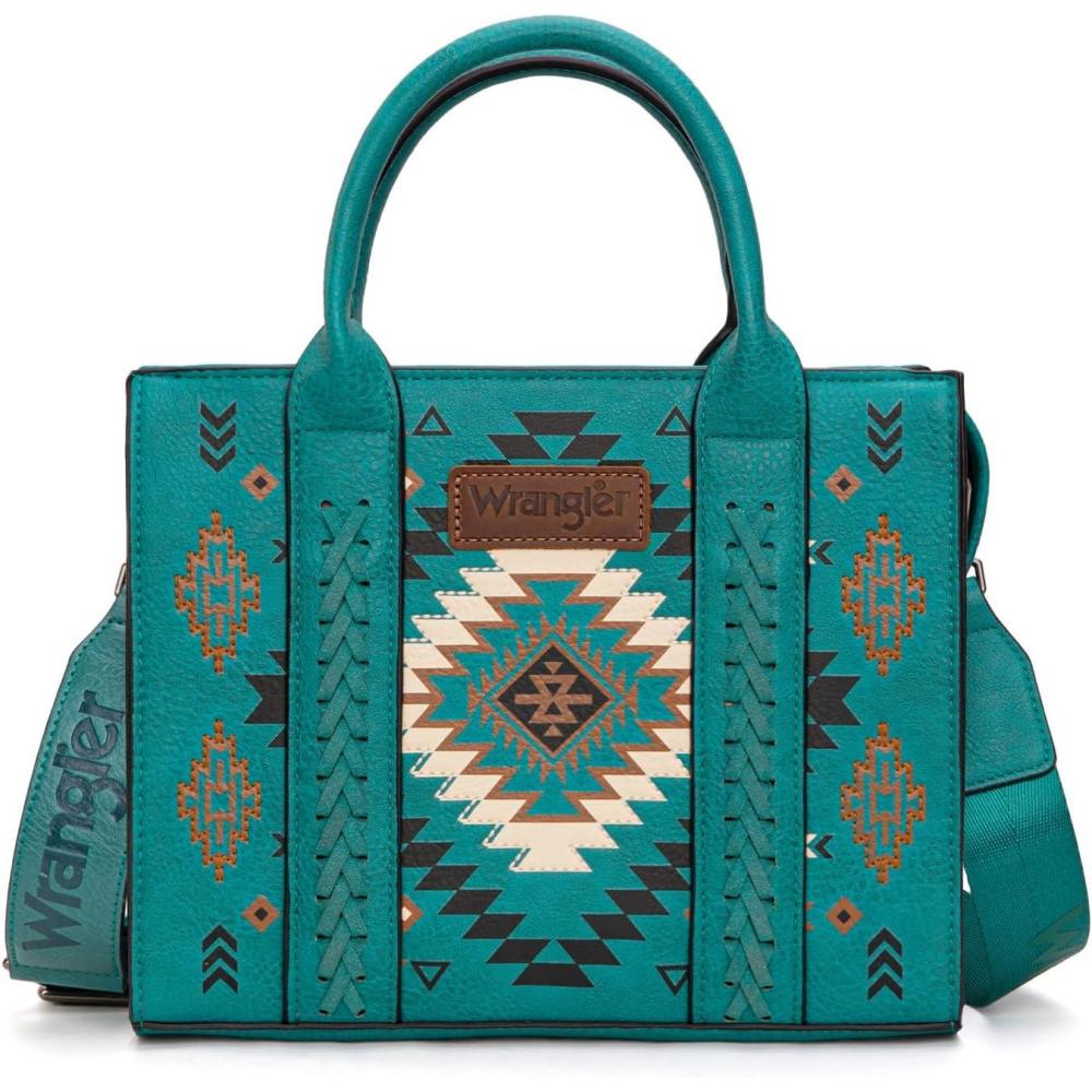 imageWrangler Tote Bag for Women Western Purse and Aztec Satchel HandbagAztec Turquoise
