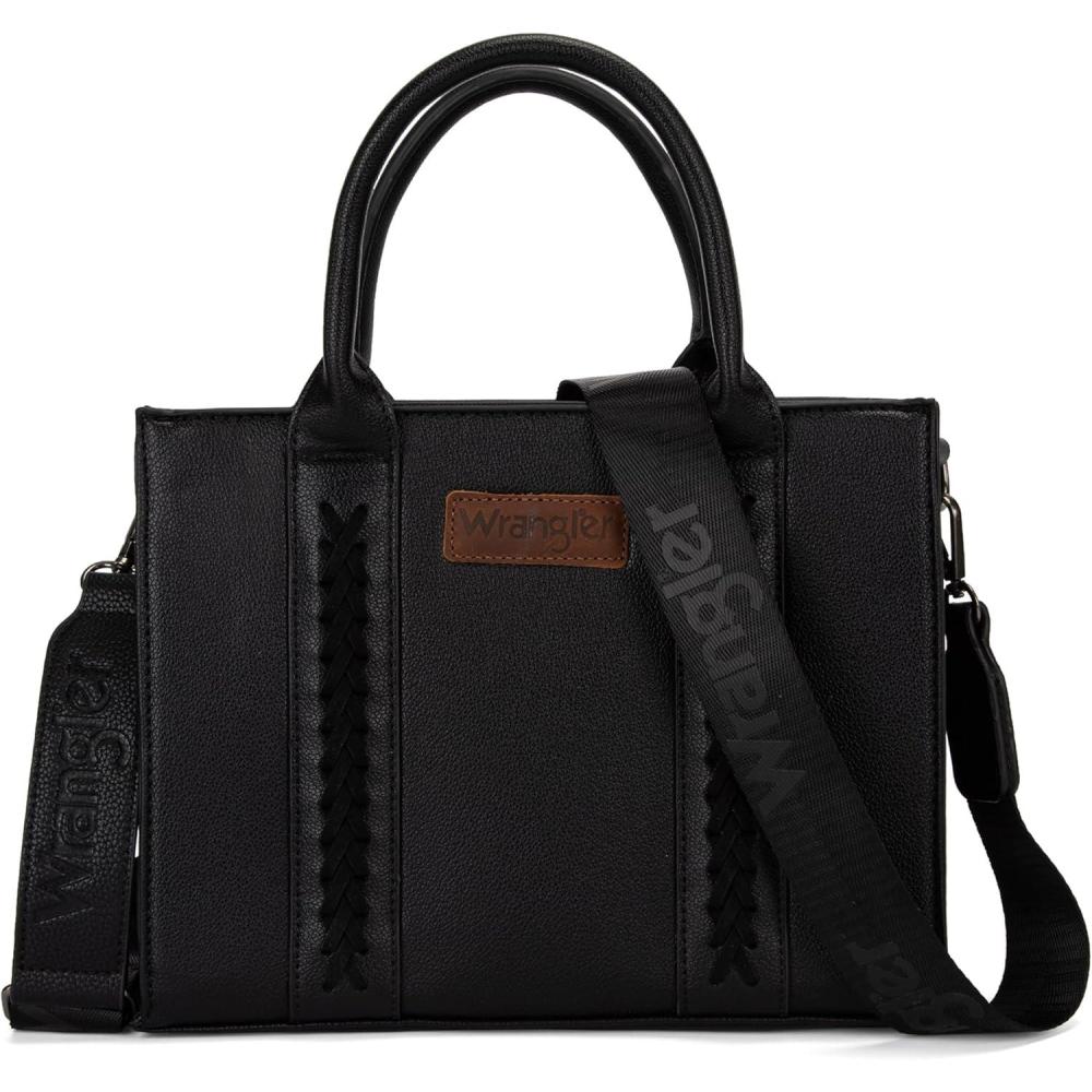 imageWrangler Tote Bags for Women Tophandle Handbags and Purse for Women with Adjustable StrapA Classic Black