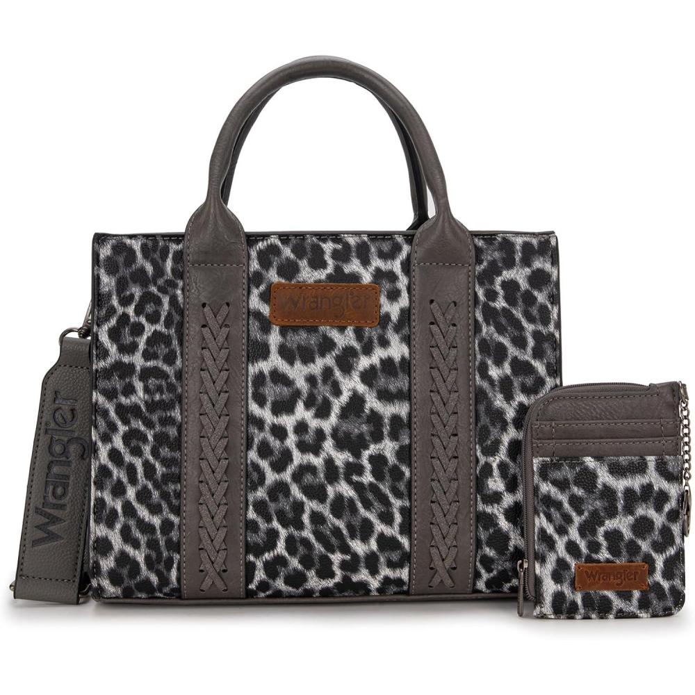 imageWrangler Tote Bags for Women Western Purse and Handbags Satchel Tophandle with Card HolderBleopard Light Grey