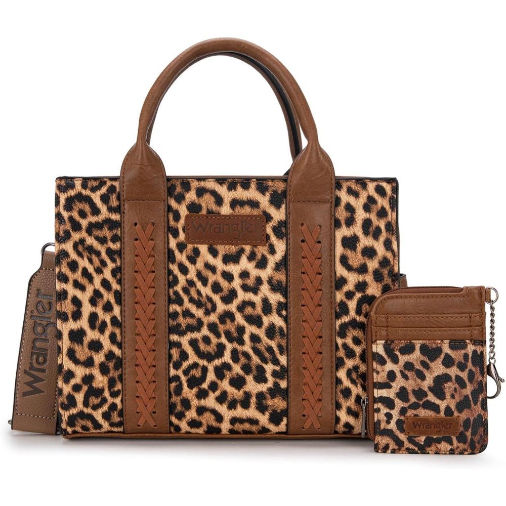 imageWrangler Tote Bags for Women Western Purse and Handbags Satchel Tophandle with Card HolderBleopard Print