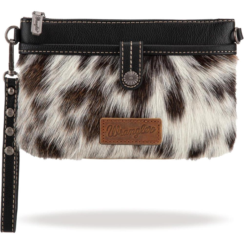 imageWrangler Western Cowhide Crossbody Bags for Women Clutch Wristlet PurseHorsehairblack