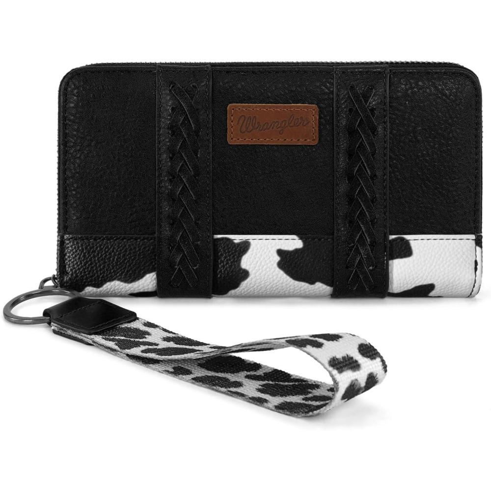 imageX Wrangler Wristlet Western Wallet Boho Aztec Credit Card Holder for Women1Cow Black